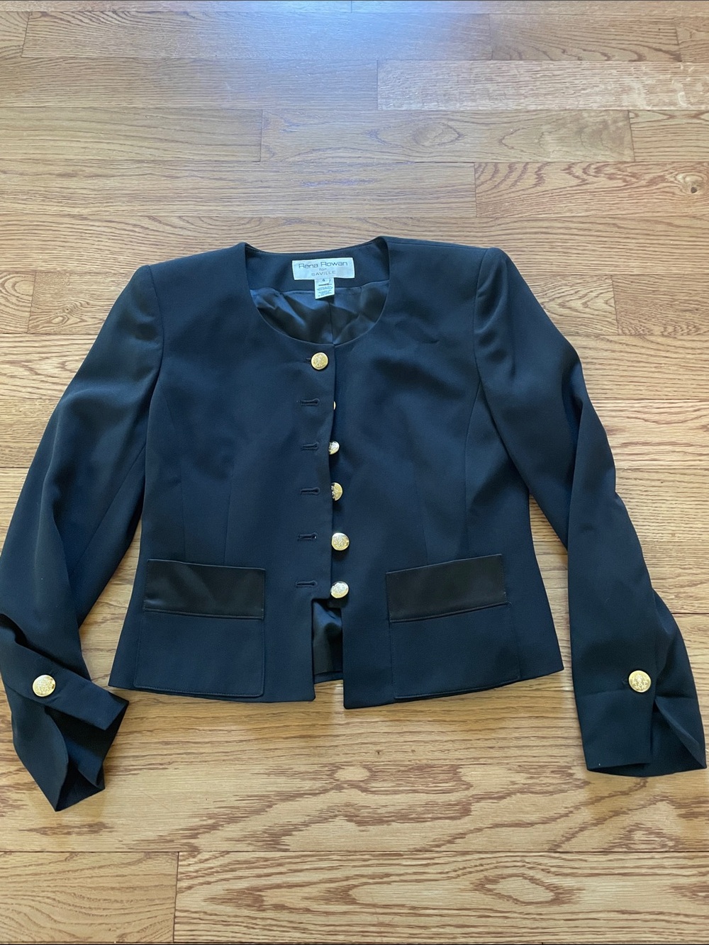 Rena Rowan Black Cropped Blazer with Gold Buttons